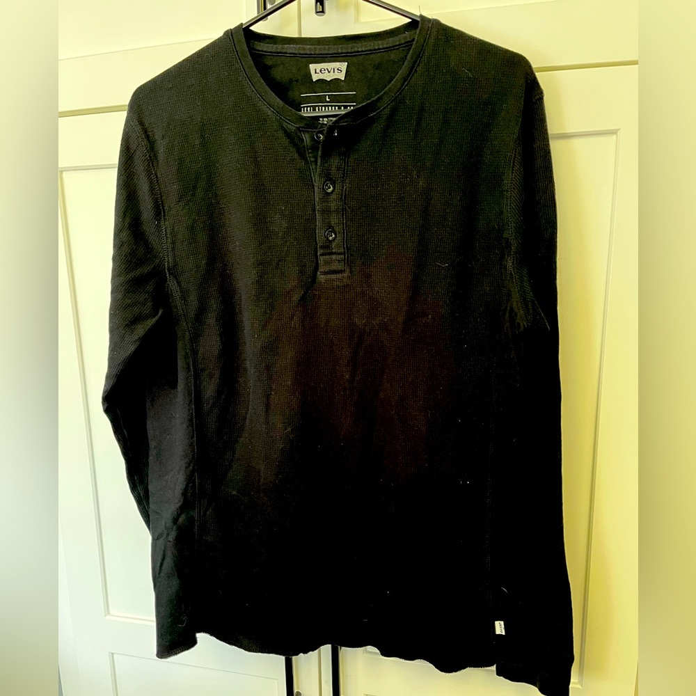 Levi’s Mens Long Sleeve Thermal/Henley- Black Sz Large. PERFECT CONDITION